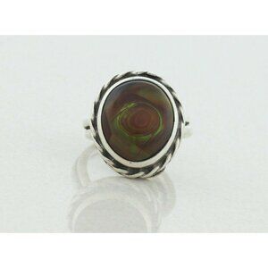 Sterling Silver Iridescent Brown Stone Ring Size 6 3/4